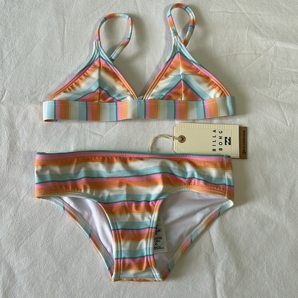 Billabong 7 Girls Bikini Sunset Surf Banded Triangle Two-Piece Swimsuit NWT - Picture 2 of 12